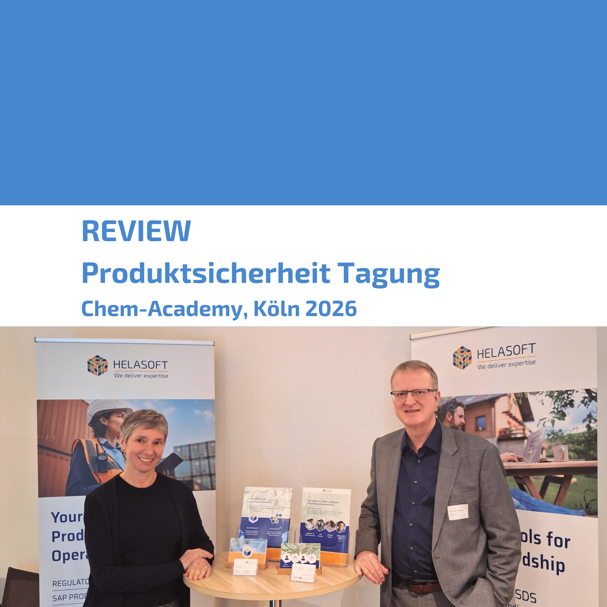 Teaser Image for the chem-academy review showing the Helasoft booth at the conference